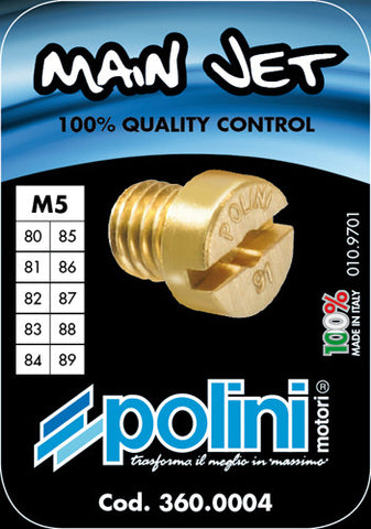 Polini 5mm main jet kit for Dellorto PHBG carburetors  sizes 80-89 - Dynoscooter.com