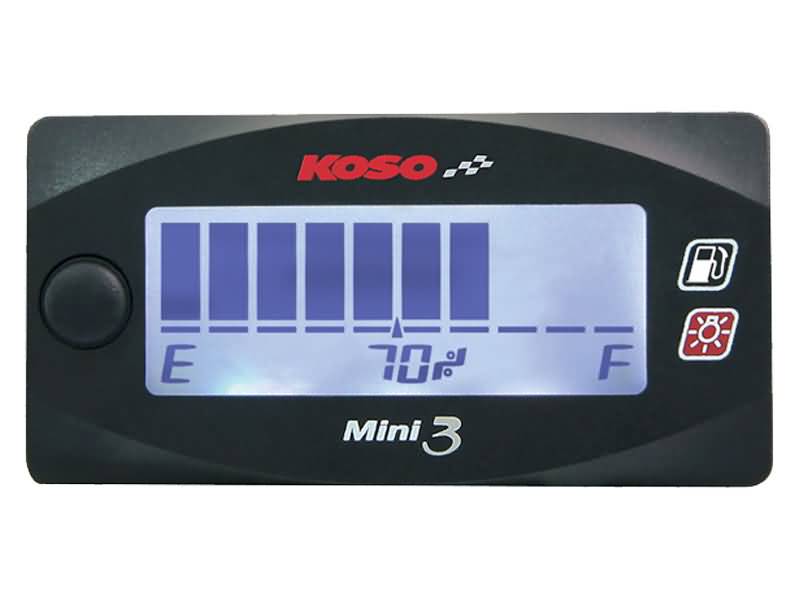 Koso Mini 3 fuel gauge with white backlight