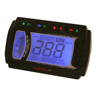 Speedometer KOSO Digital Multimeter XR-SRN, universal, SPEED / RPM / TEMP / TRIP, blue