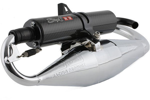 Stage6 Pro Replica exhaust Minarelli Vertical chrome with carbon silencer - Dynoscooter.com
