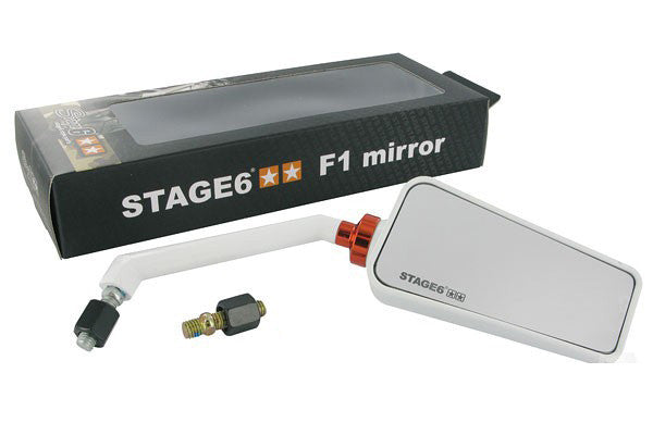 Stage6 F1 WHITE MIRROR RIGHT 8MM - Dynoscooter.com