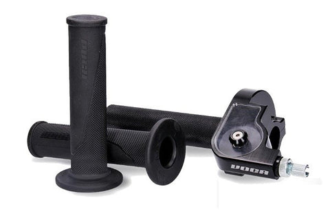 Voca CNC Quick Action Throttle Grip anodized black with black grips - Dynoscooter.com